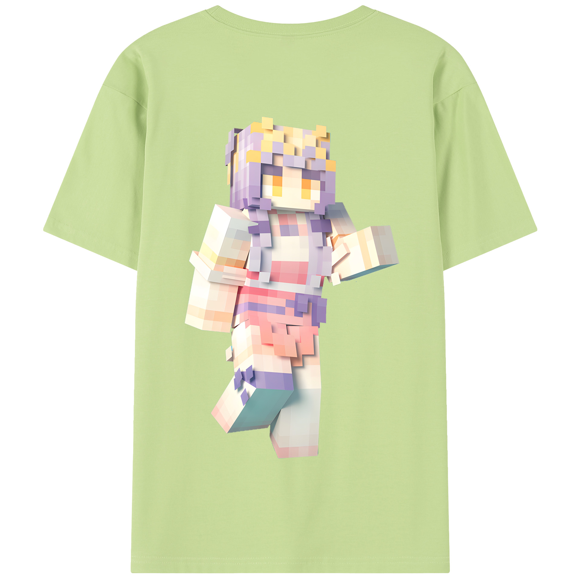 （画像用） マインクラフト ブロックの世界 Minecraft MC Block world 綿100％半袖Tシャツ（背面プリント）